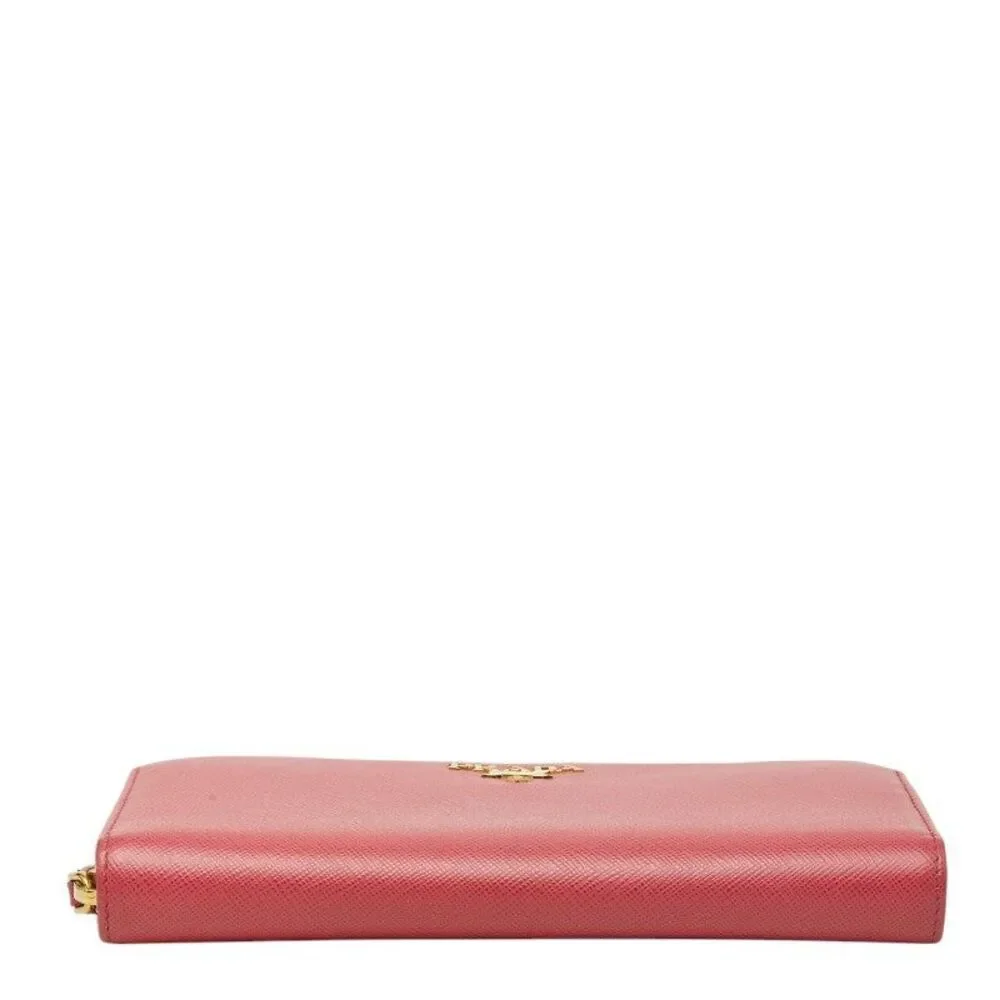 Prada Saffiano Round Zip Long Wallet